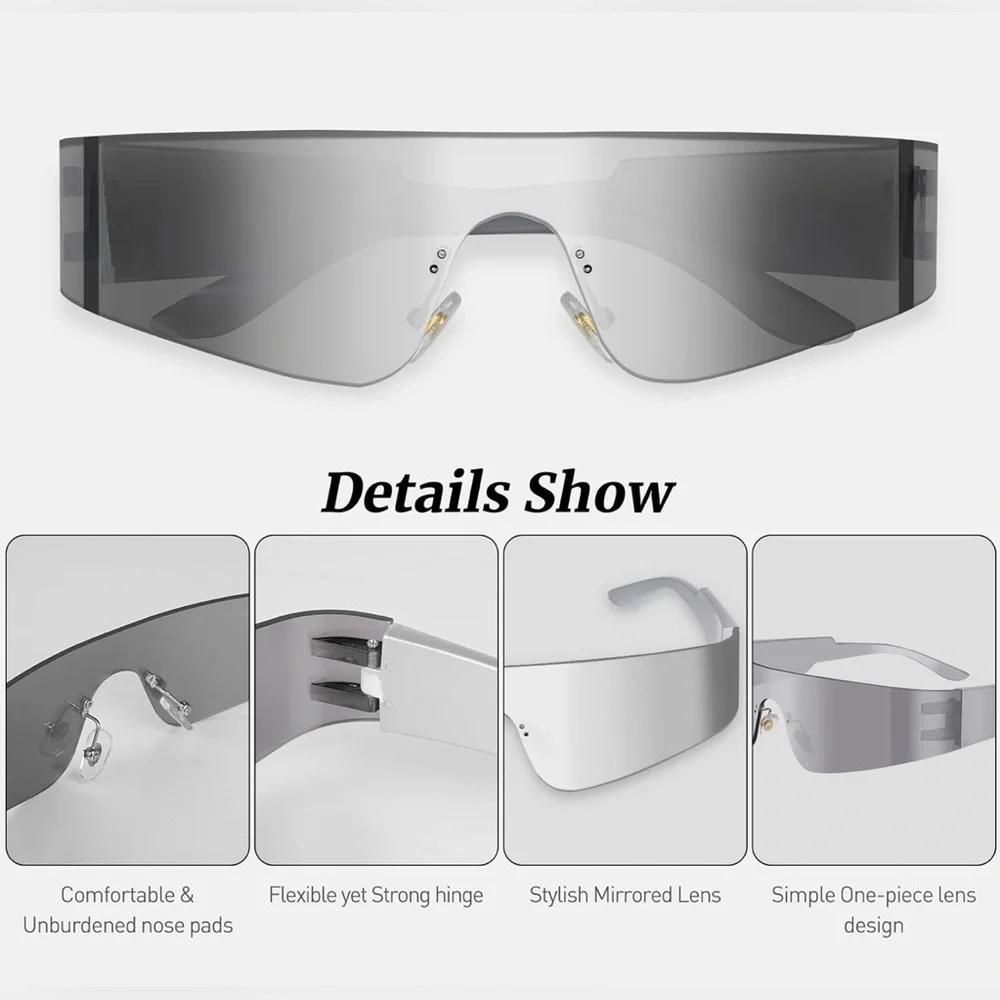 Stylish Retro Rimless Futuristic Mirror Sunglasses